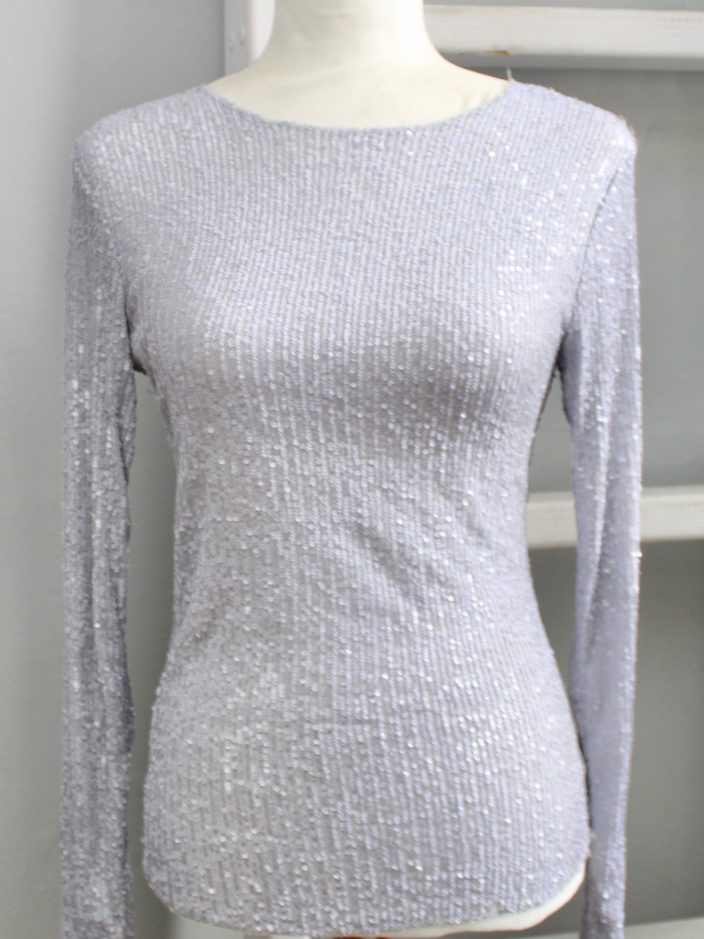 Free People Intimately Sequin Gold Rush Long Sleeve Top Purple Lavender Size XS - Picture 2 of 6
